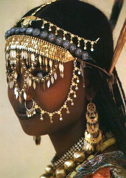 North African Bride with Metal Jewelry