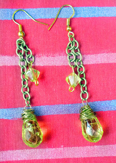 Chain and bead earrings