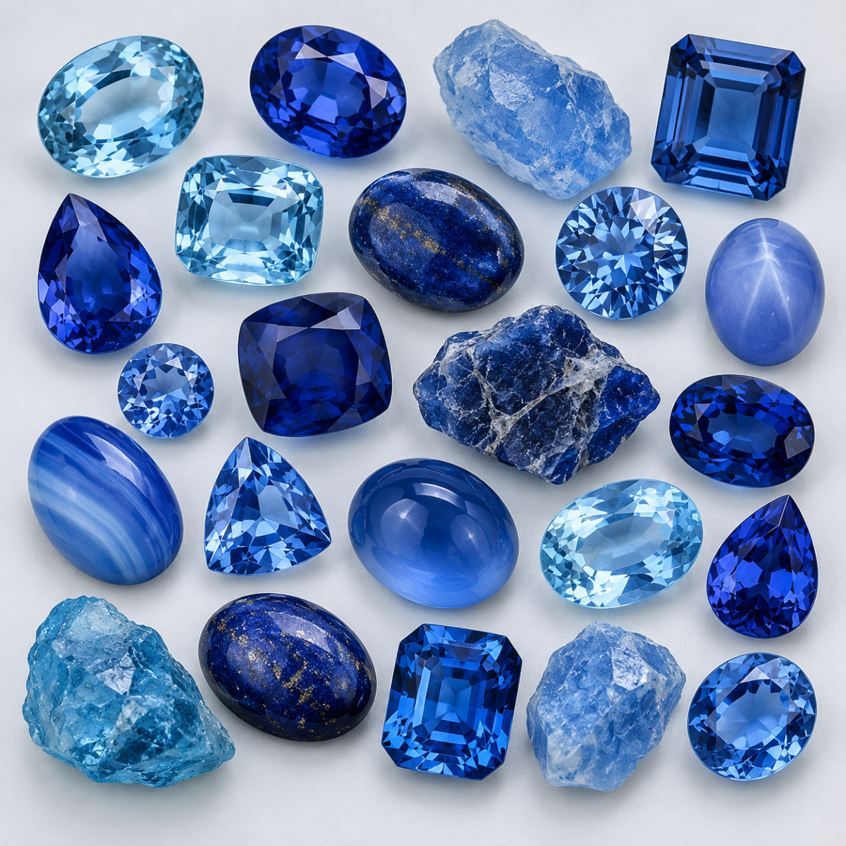 gemstones in blue