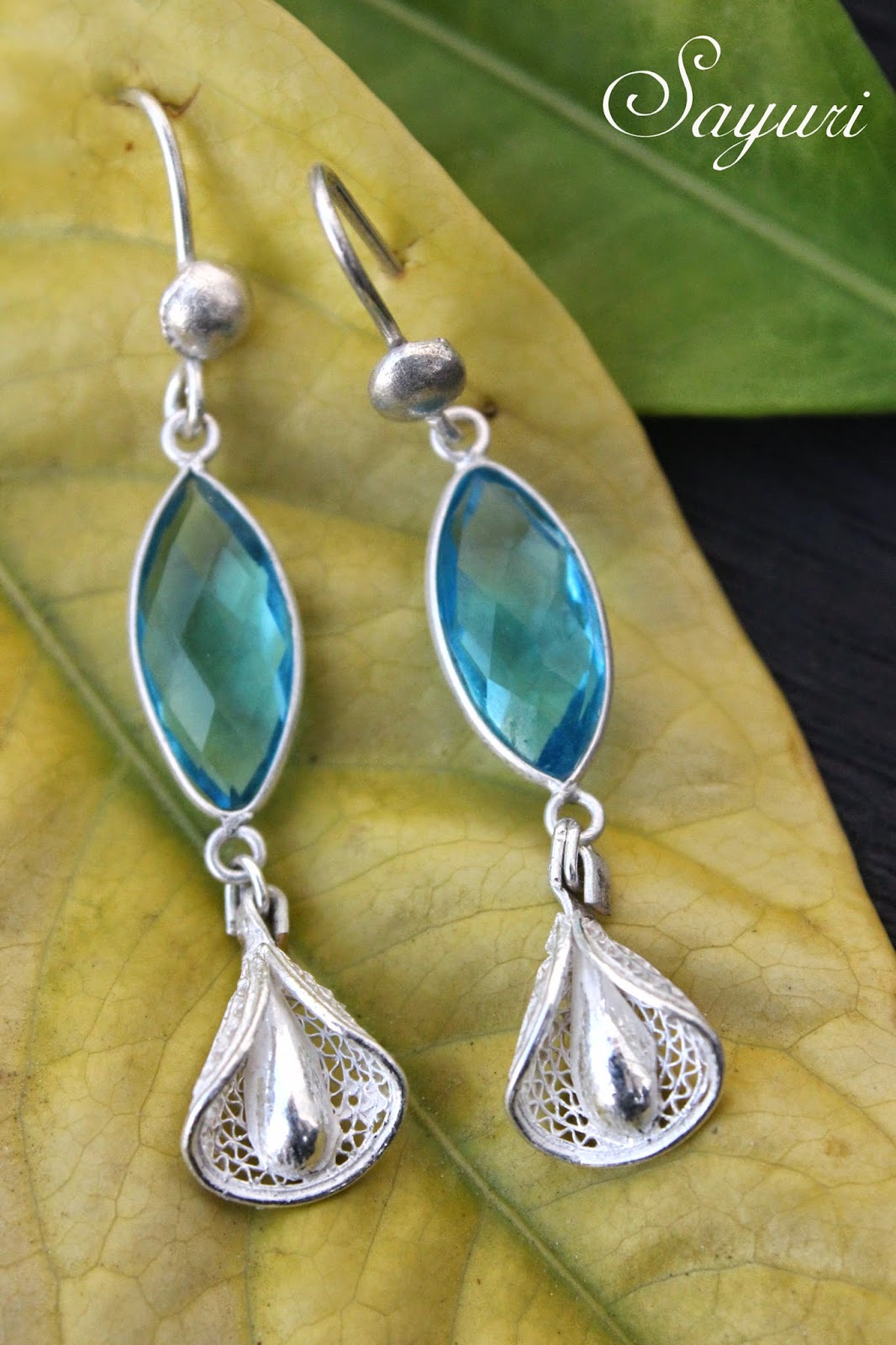 Sterling Silver filigree gemstone earrings