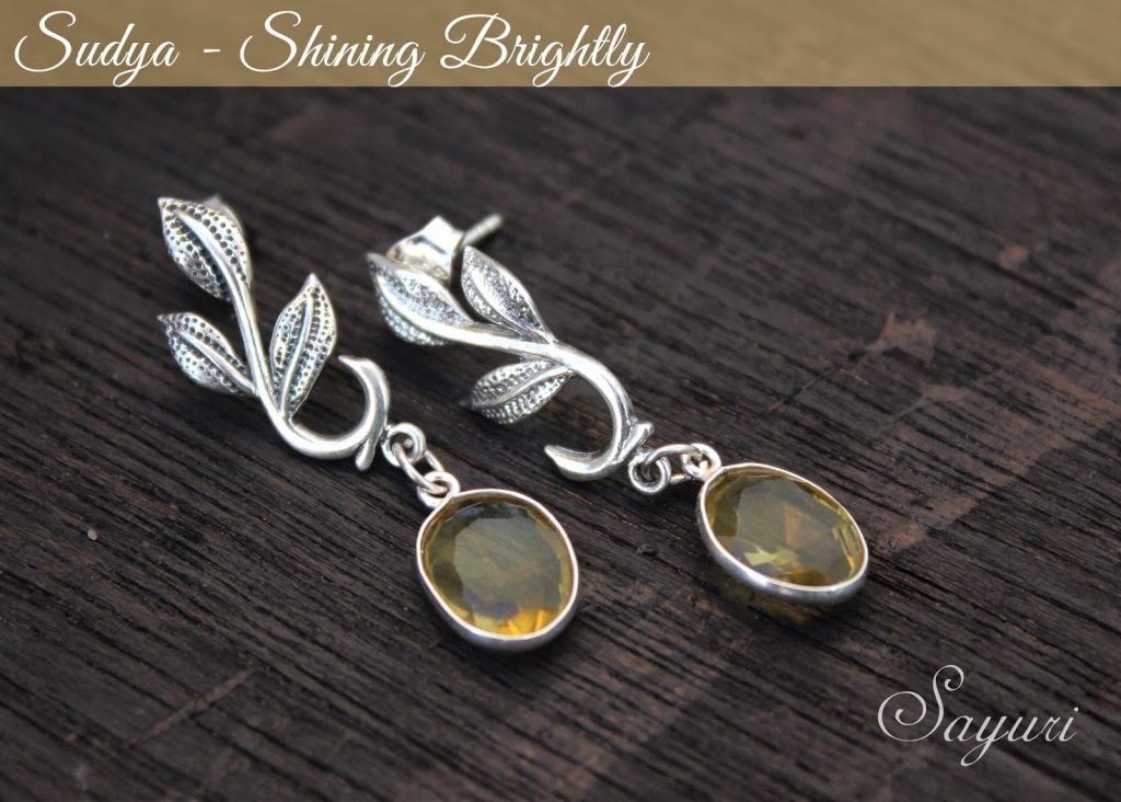 Sterling Silver yellow gemstone earrings