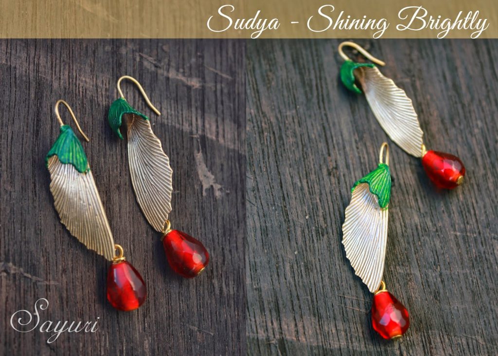 Colorful brass earrings with patina inks