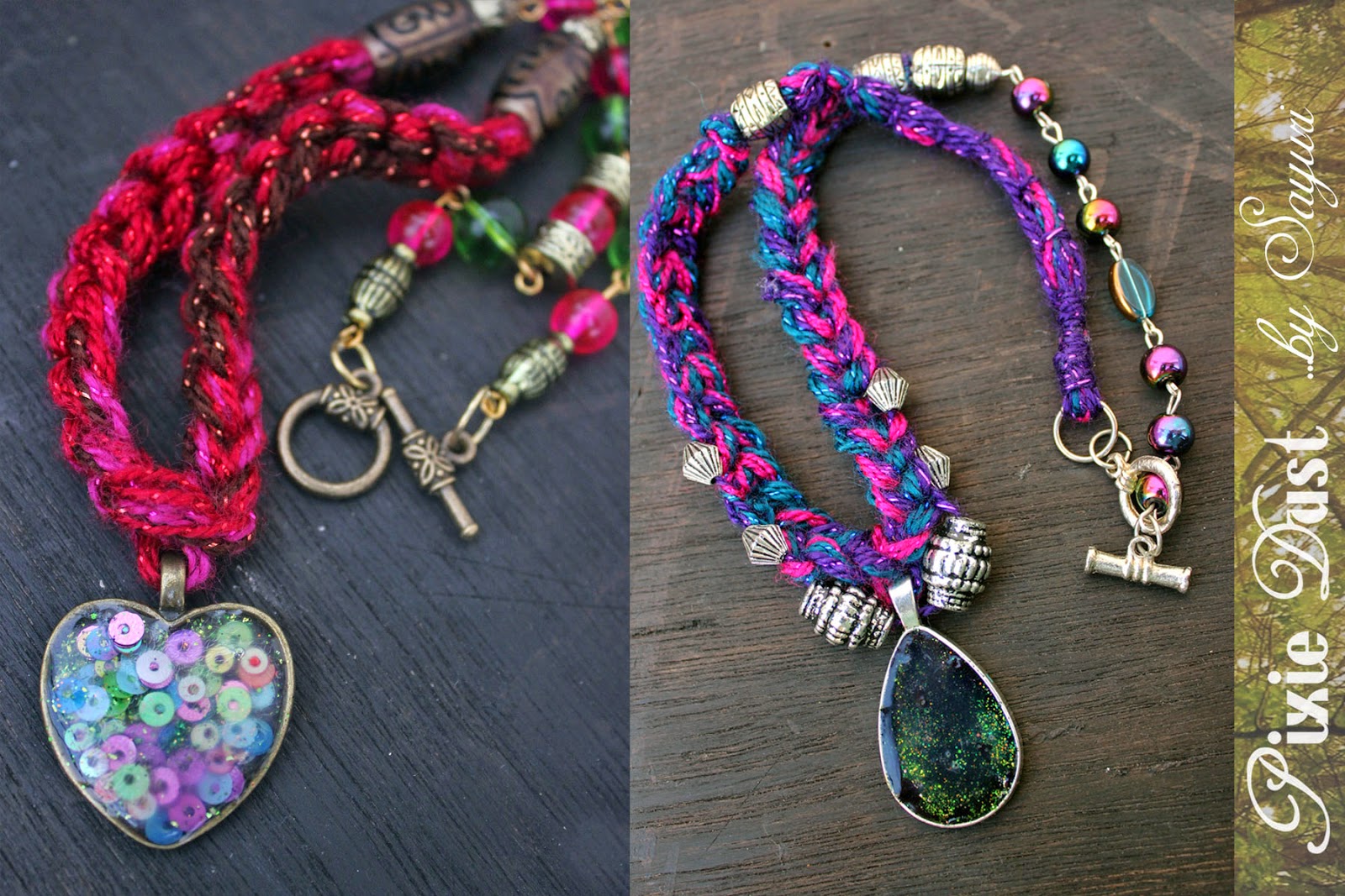 Pendants with glitter and sequins 