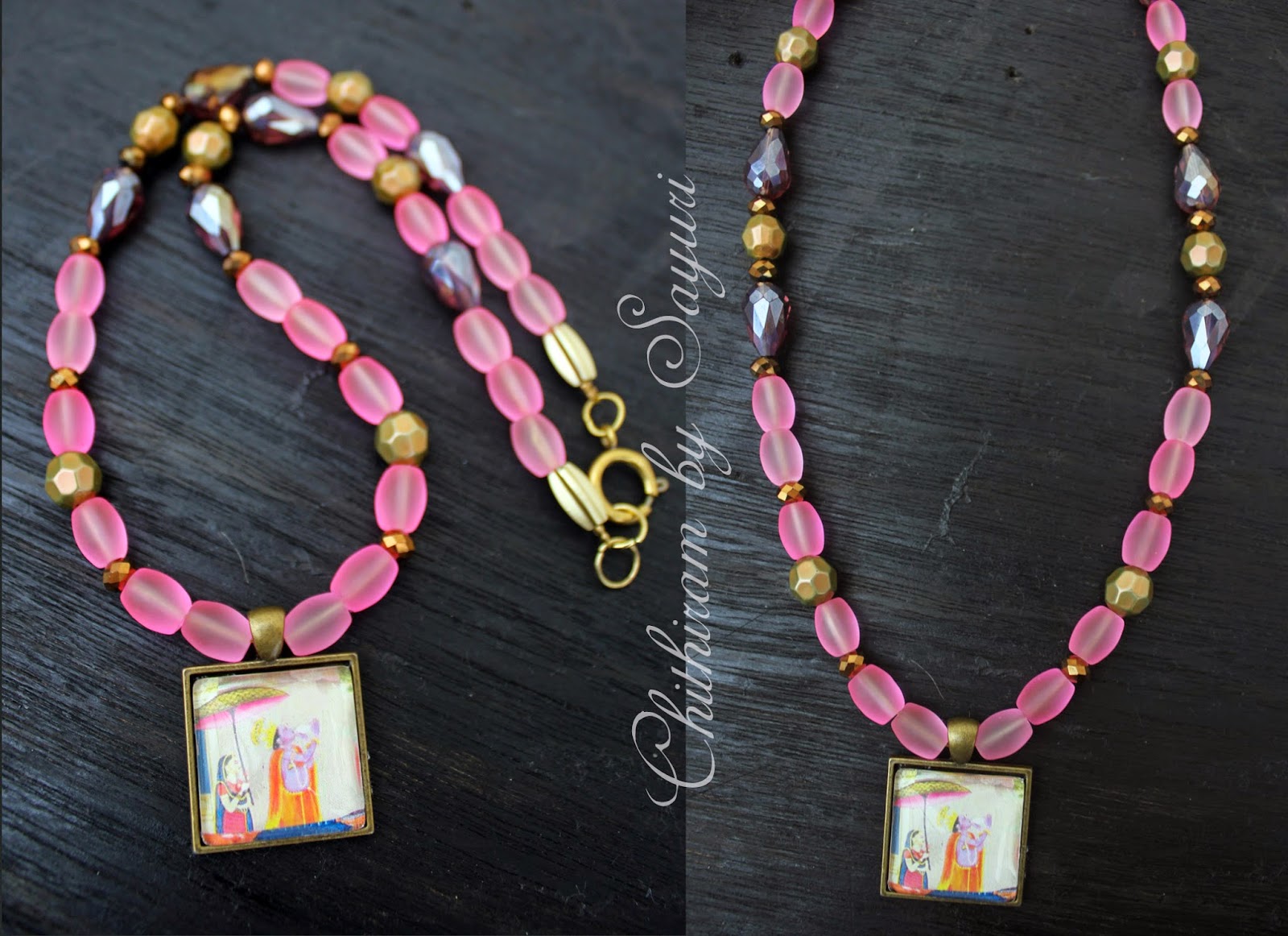 frosted beaded Krishna necklace