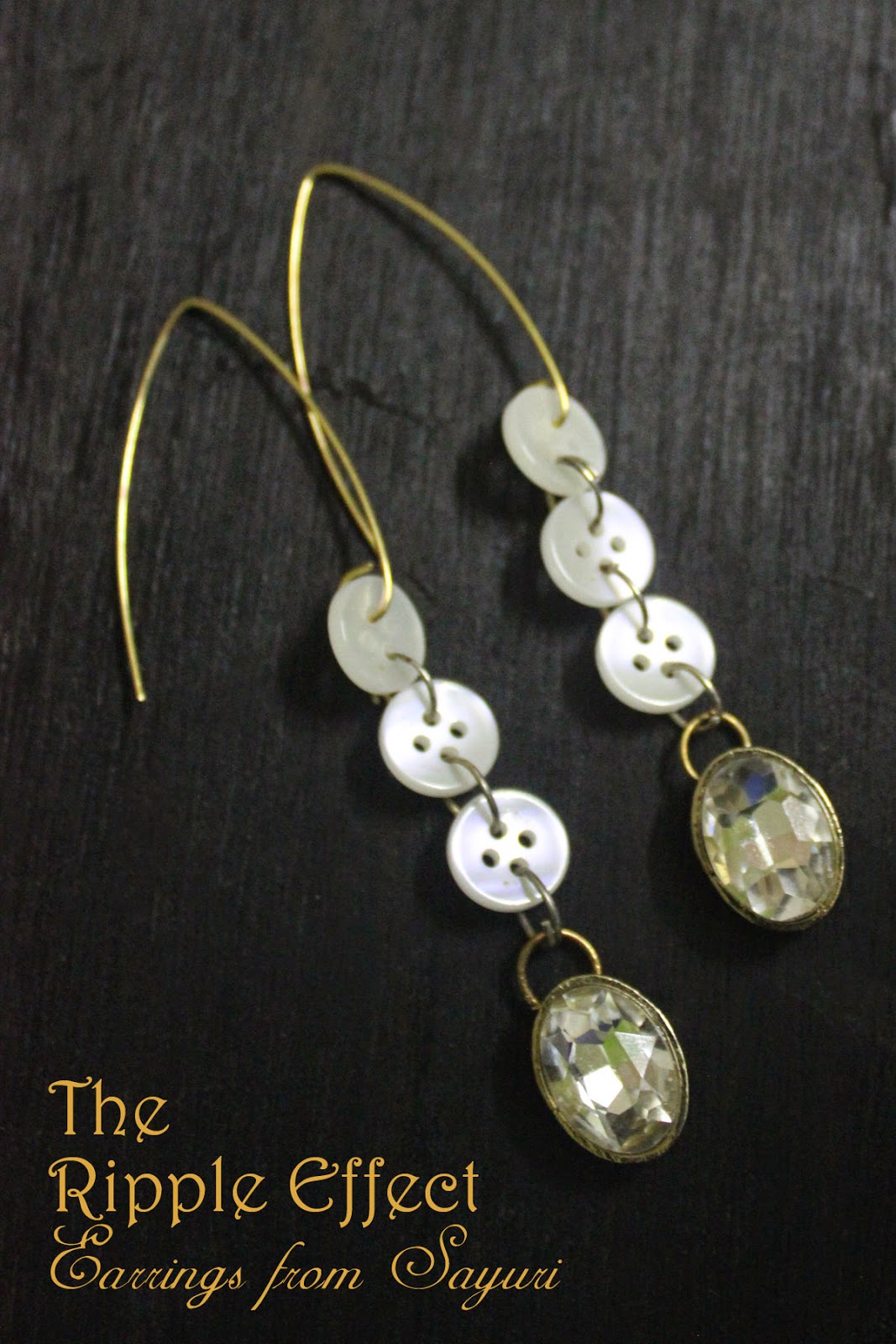 MOP button  and rhinestone earrings