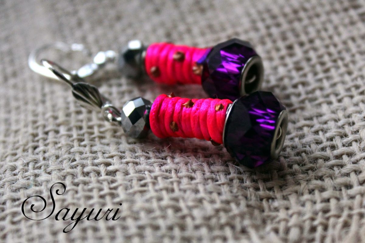 DIY Pink and purple earrings