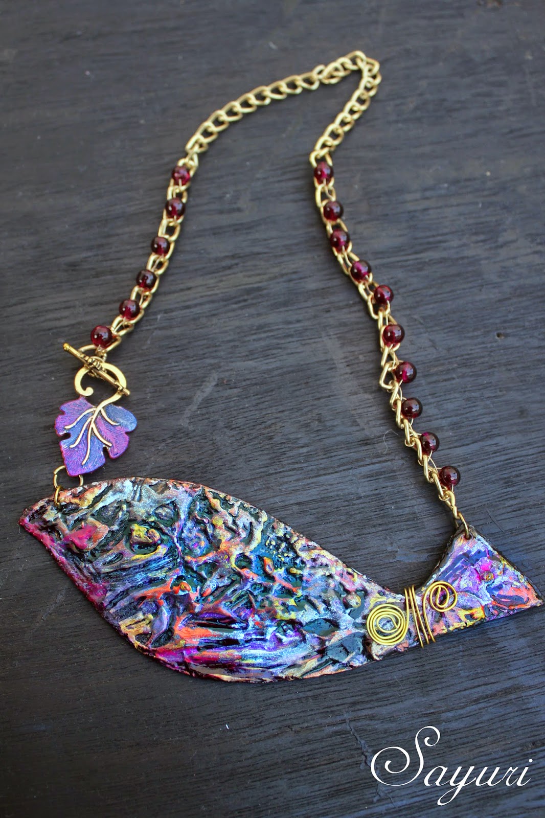 textured paper bib necklace