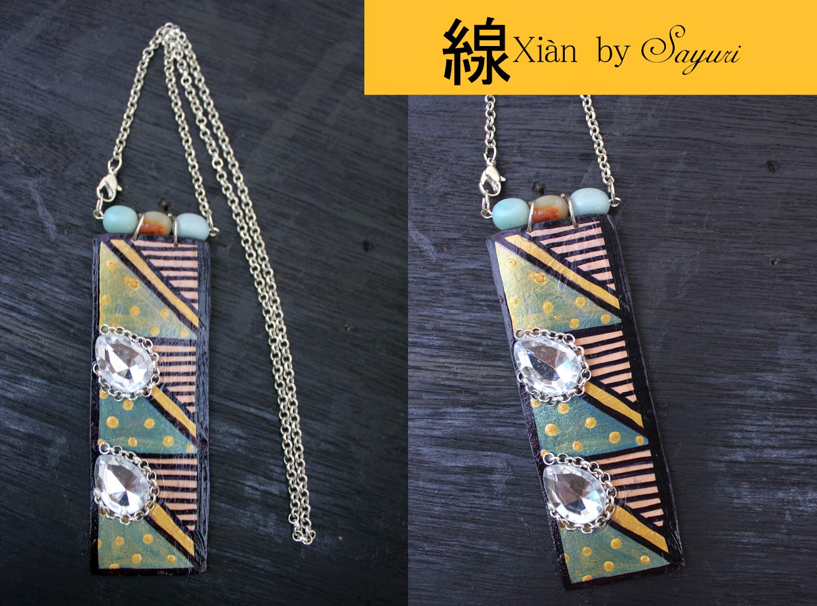 hand painted leather necklaces by Sayuri