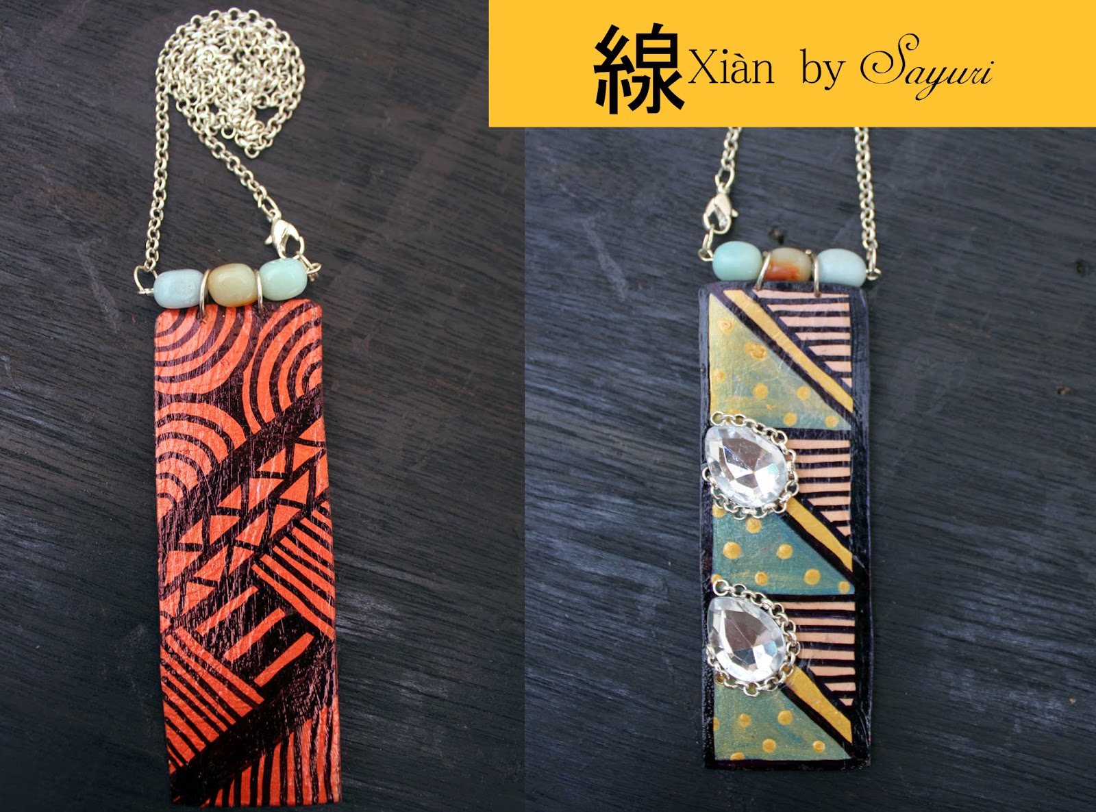 hand painted leather necklace