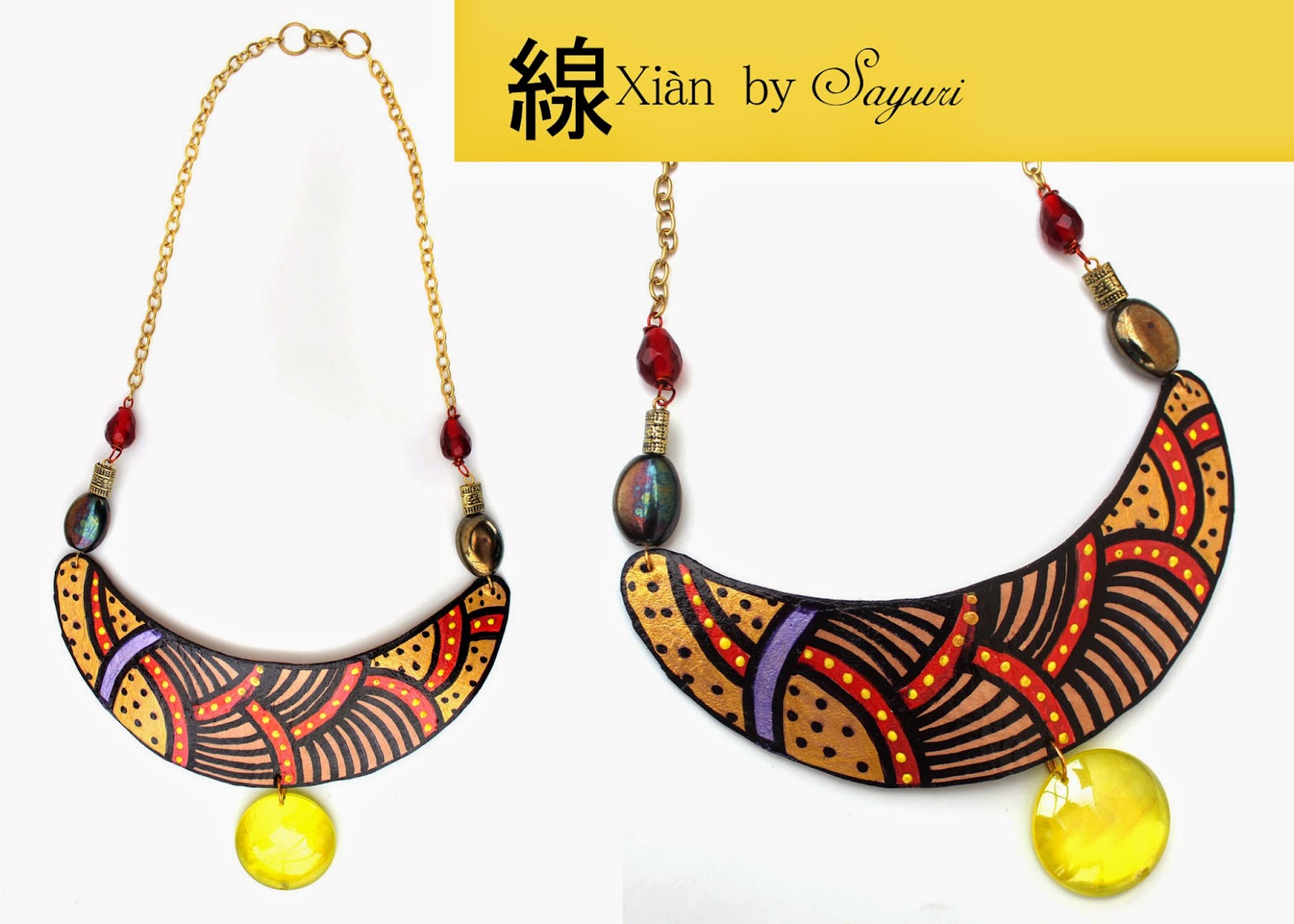Xian - hand painted leather necklaces - Sayuri