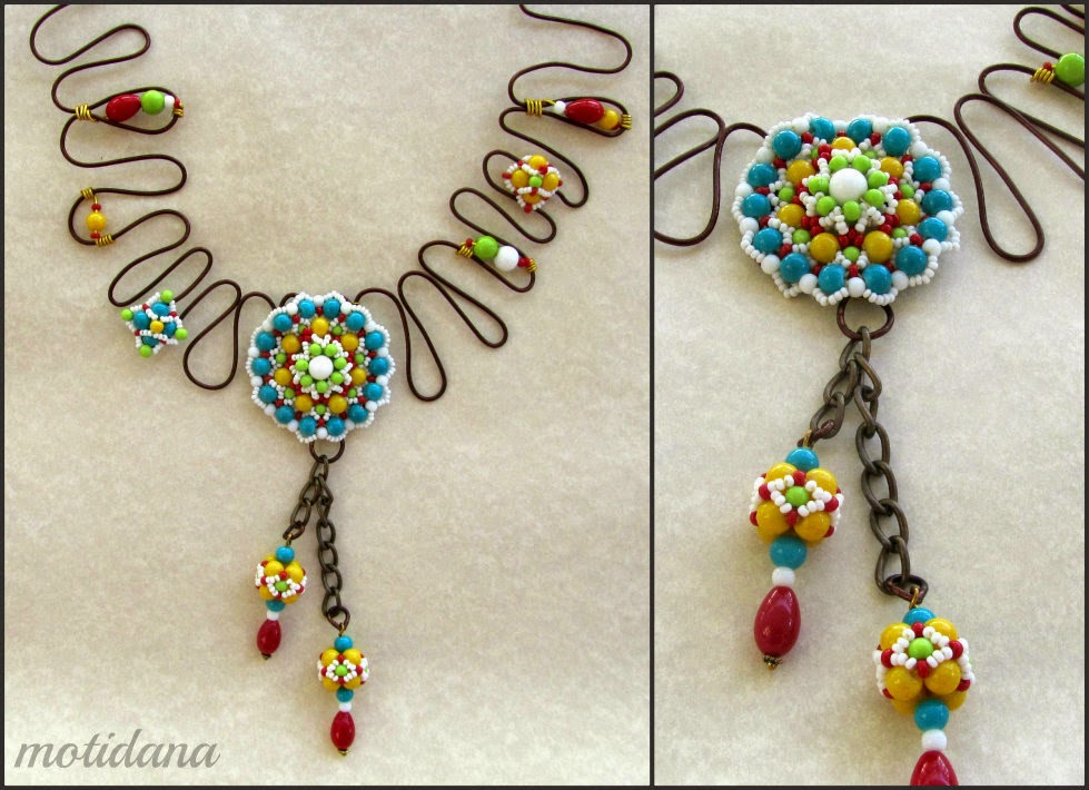 wire and bead kolam necklace