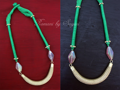 Cord and Metal jewelry green