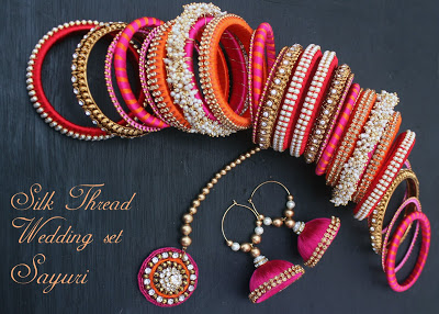 Silk thread wedding jewellery in pink