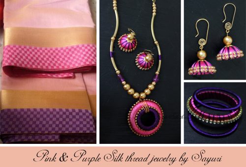 Pink and purple silk jewelry 