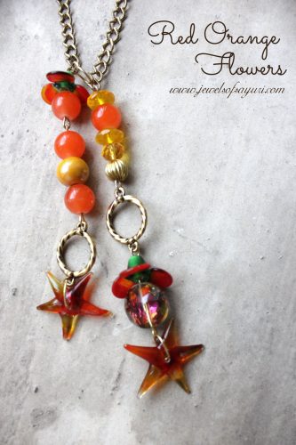 red orange flower necklace