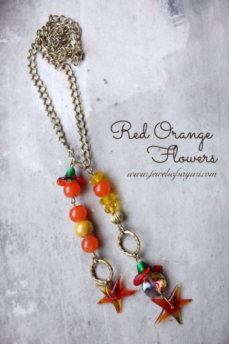 Red Orange Flowers necklace