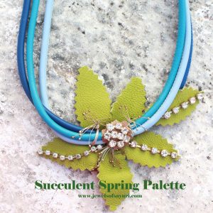 succulent green leather necklace