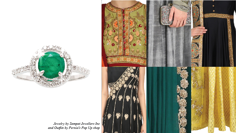 pair your gemstone ring with wedding outfits