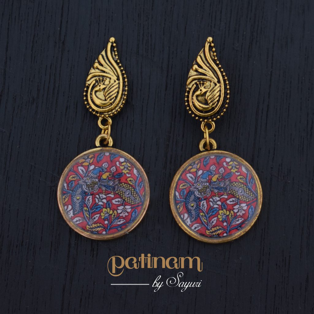 kalamkari peacock earrings1