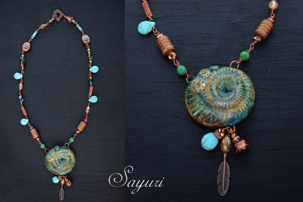 turquoise and copper necklace by Divya N for sayuri