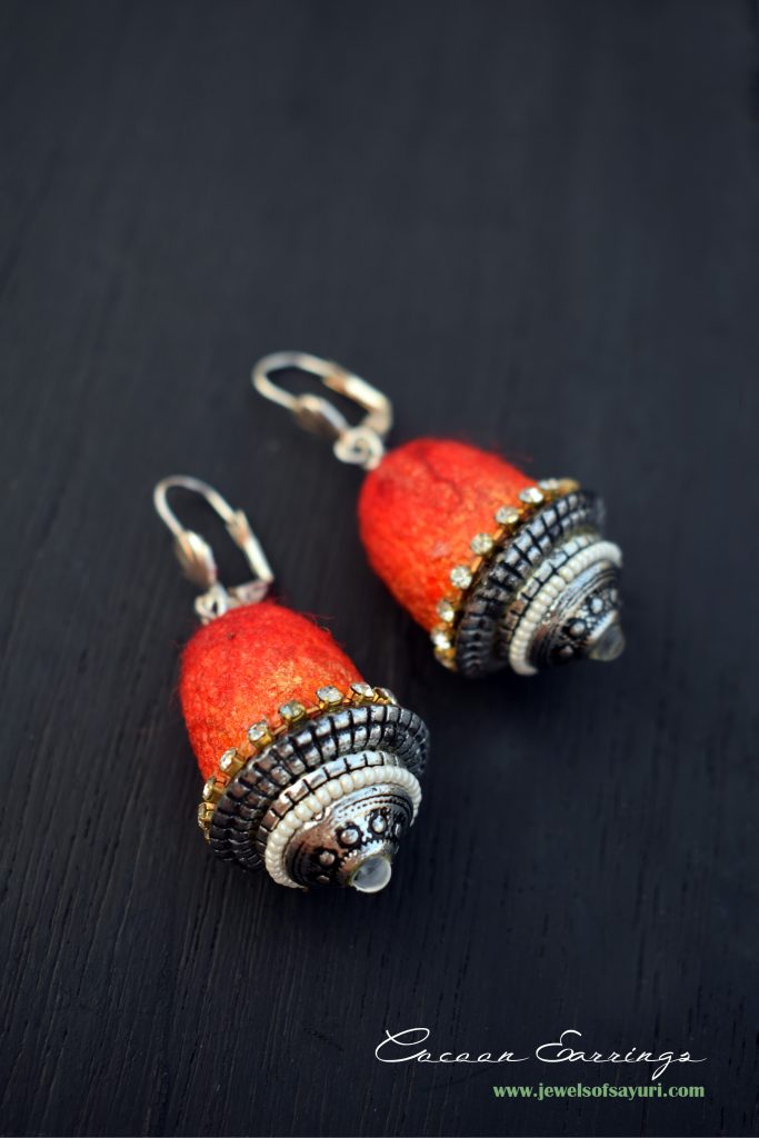 DIY Silk Cocoon earrings