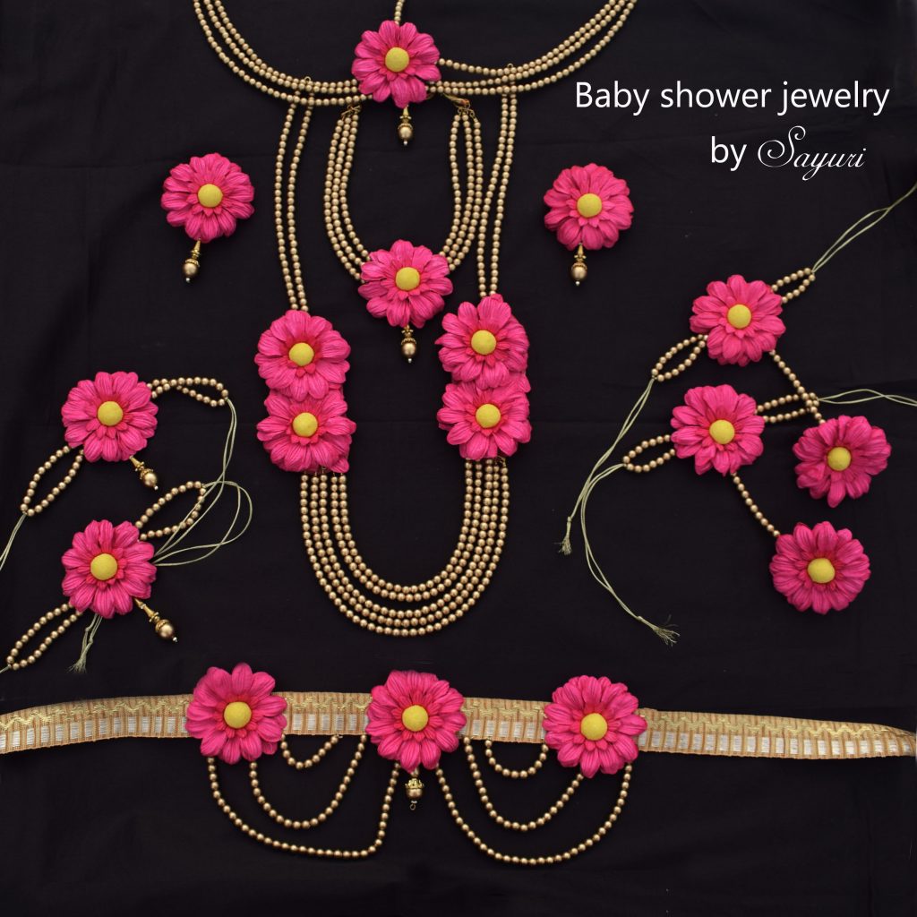 Pink sunflower baby shower jewellery