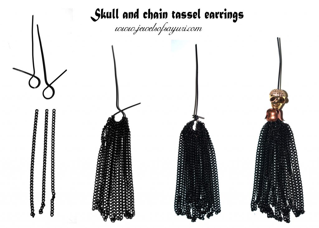 DIY Skull and chain tassel earrings2