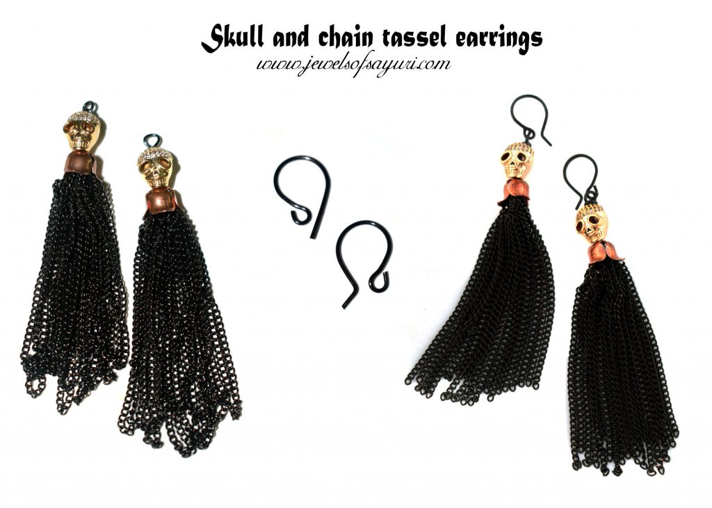 DIY Skull and chain tassel earrings3