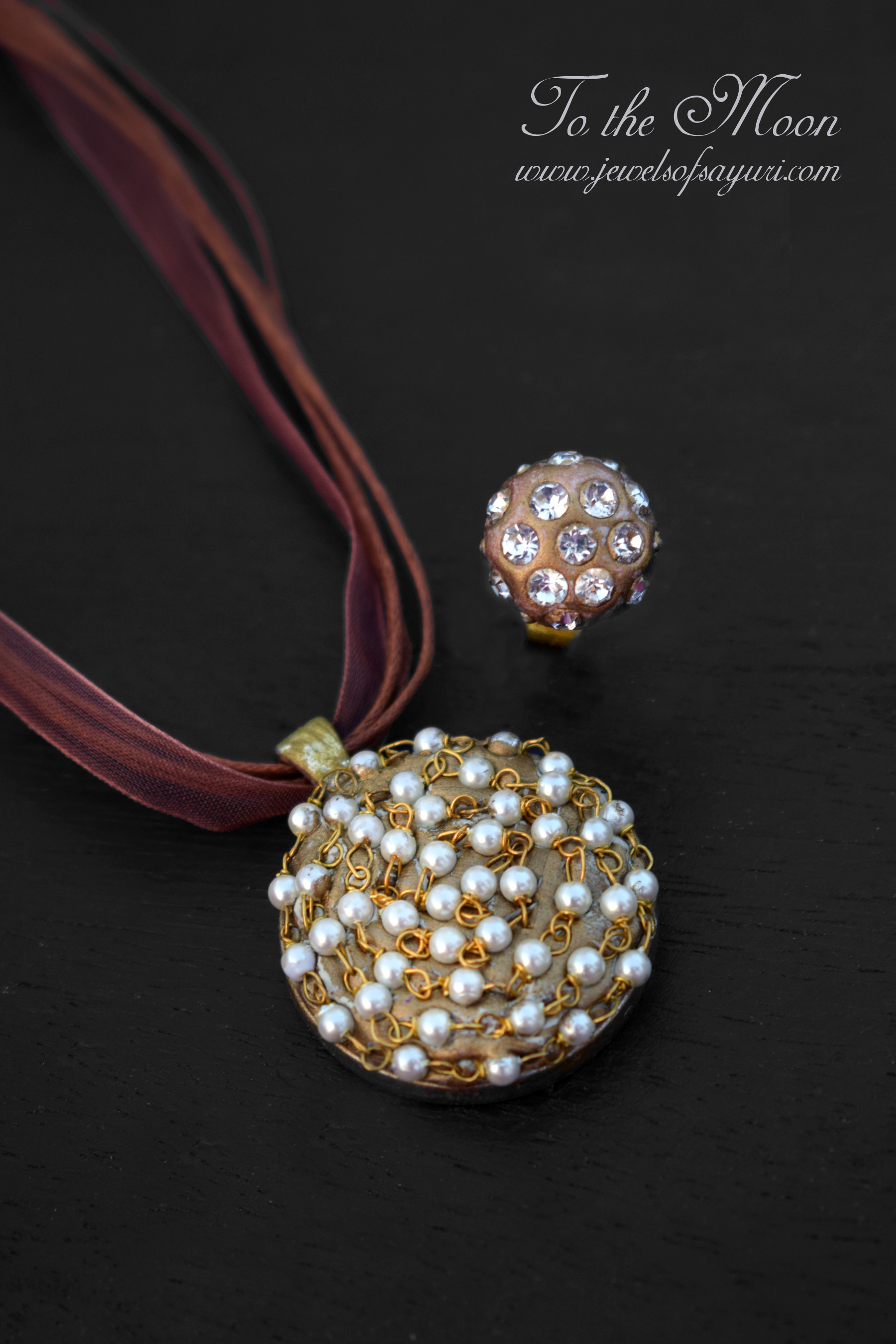 Expoxy clay and pearl chain jewellery by sayuri