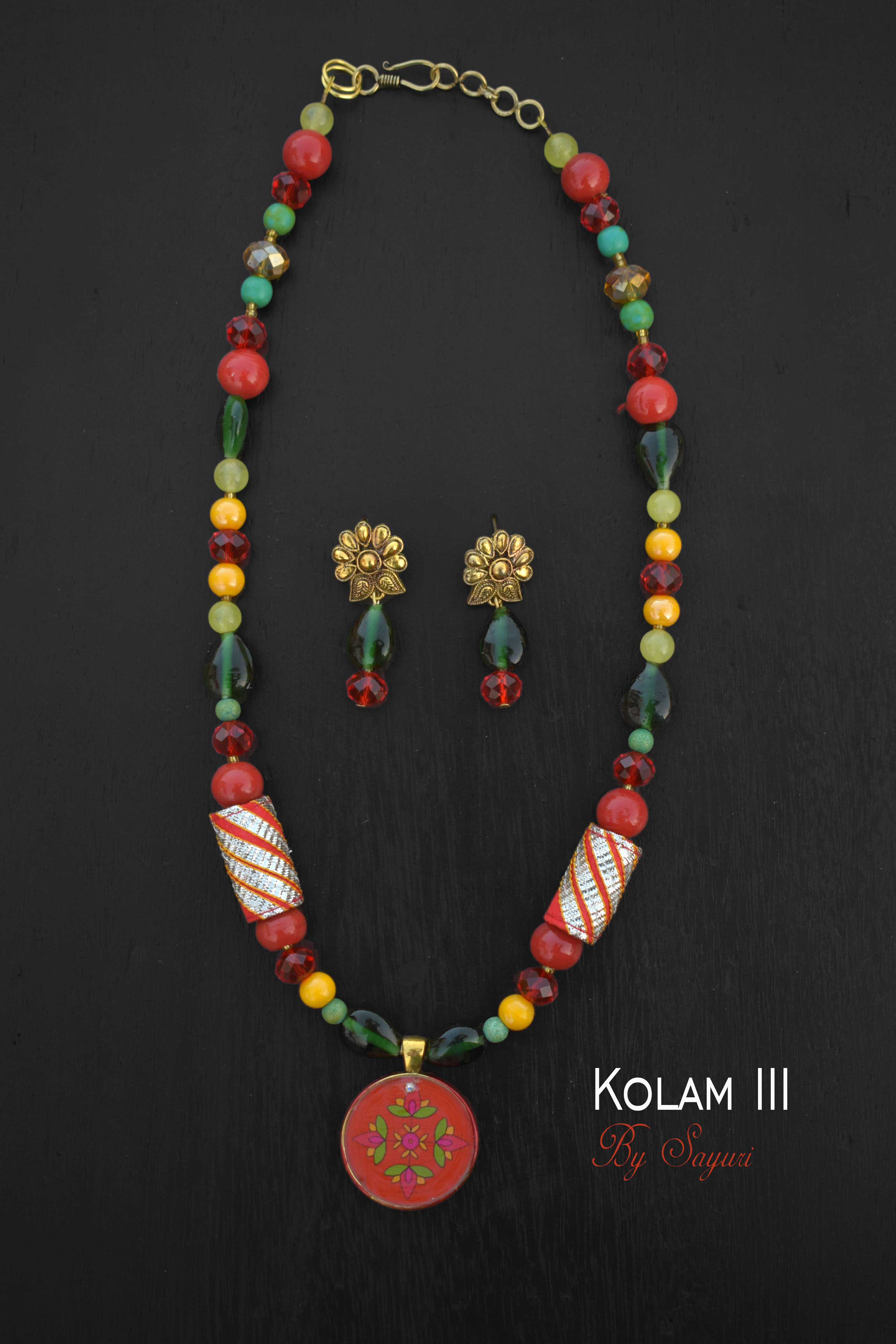 red rangoli necklace