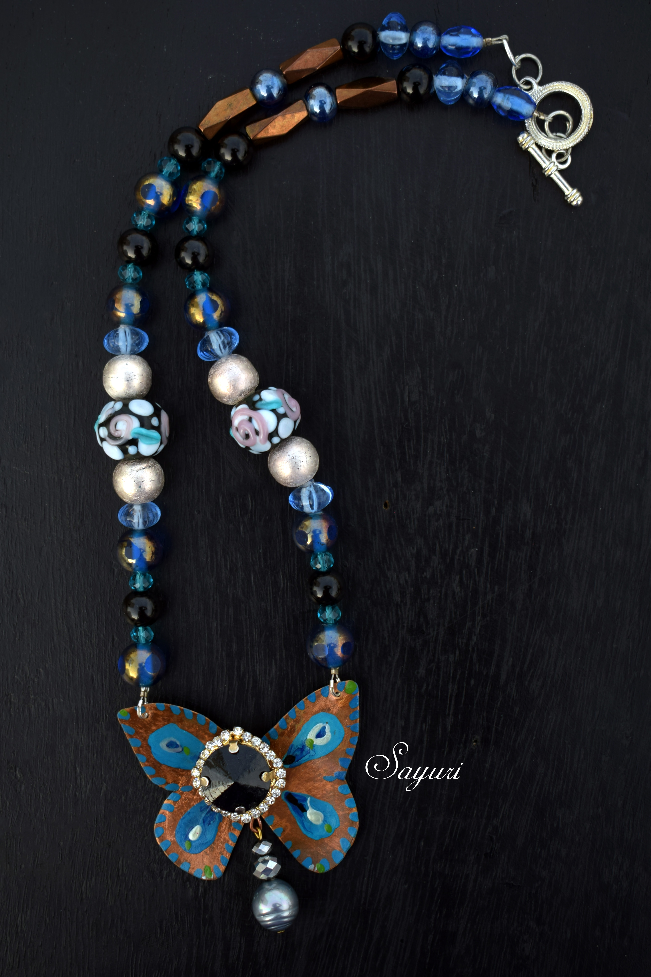 blue butterfly necklace