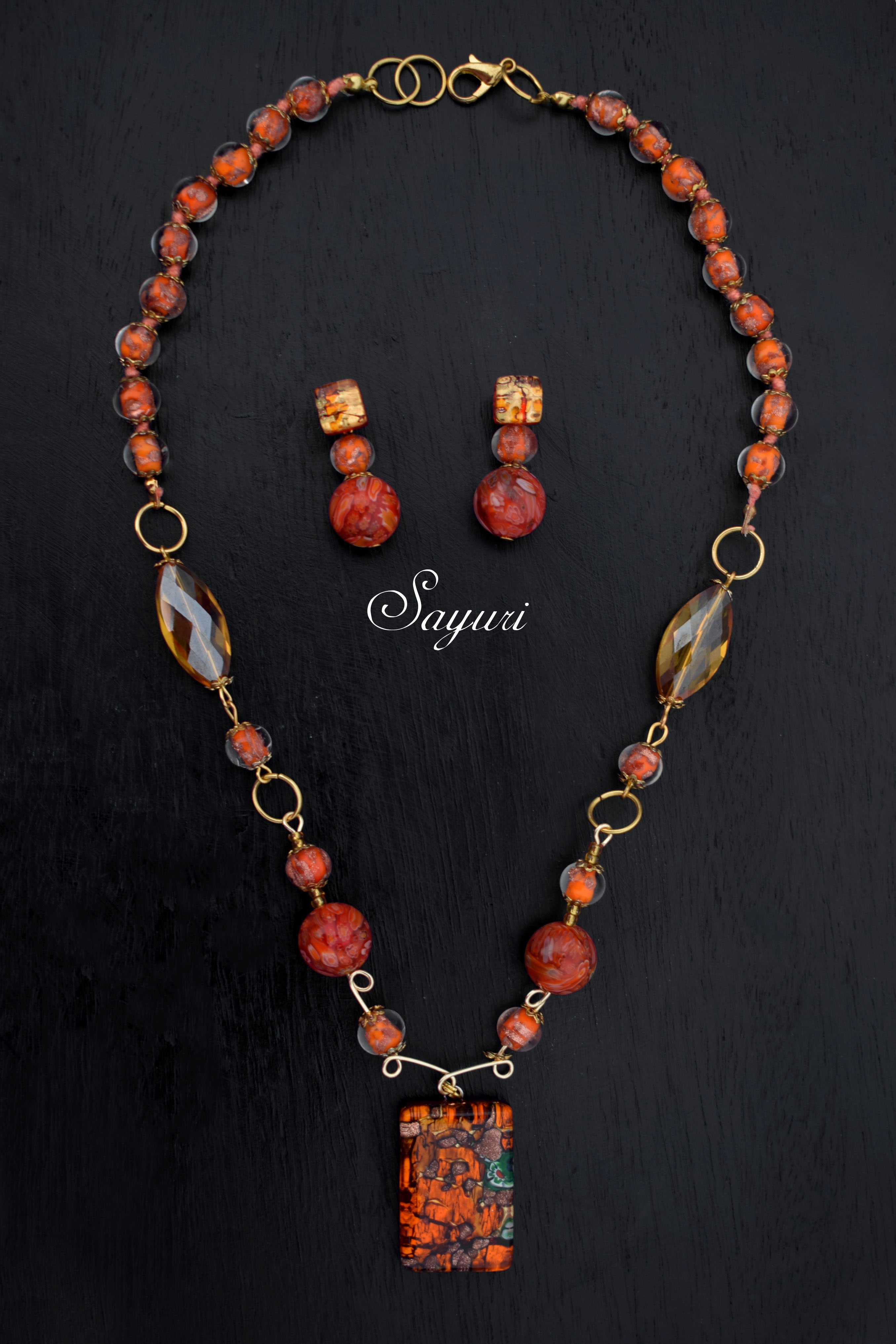 Orange millefiori jewellery