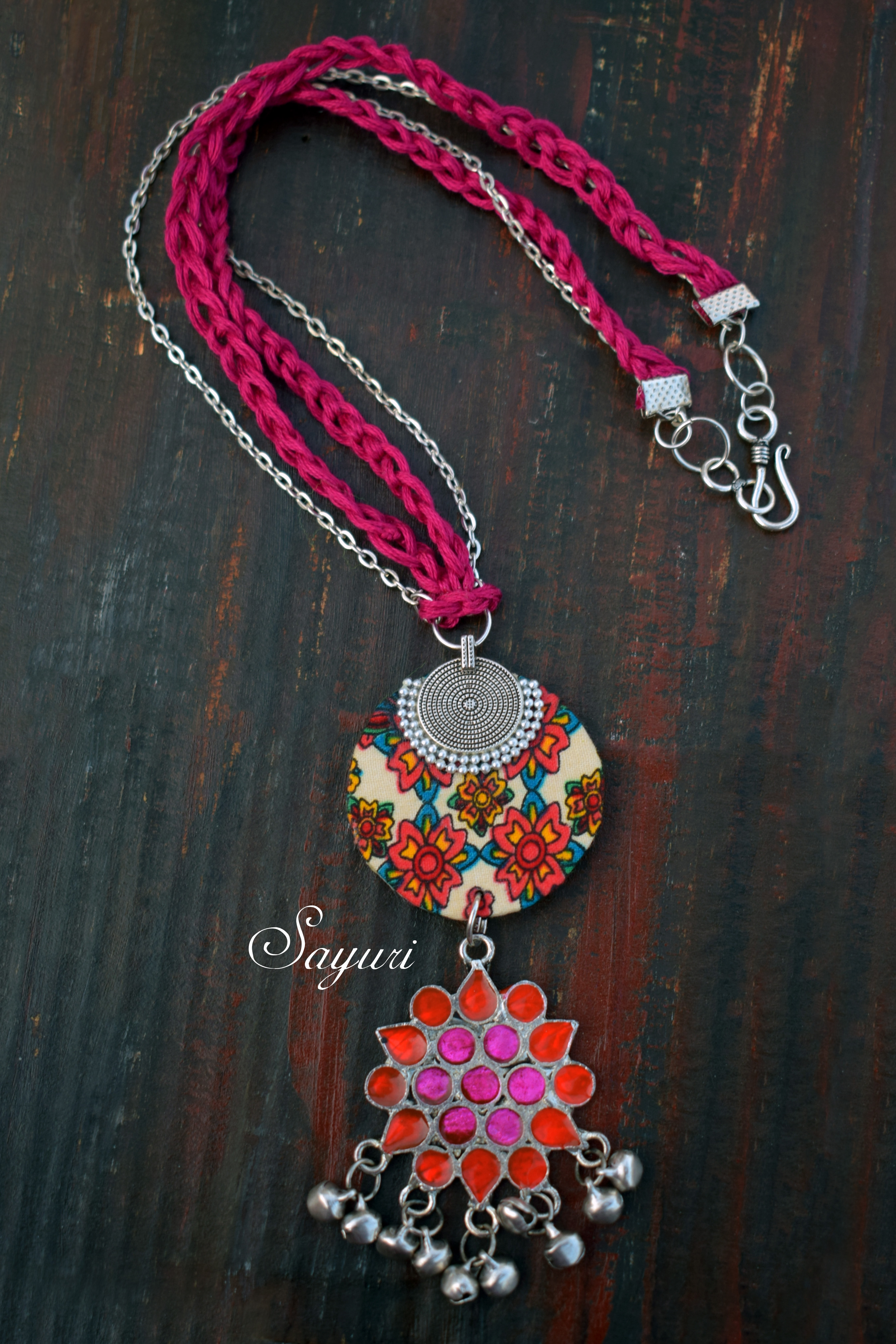 Pink Afghani pendant necklace