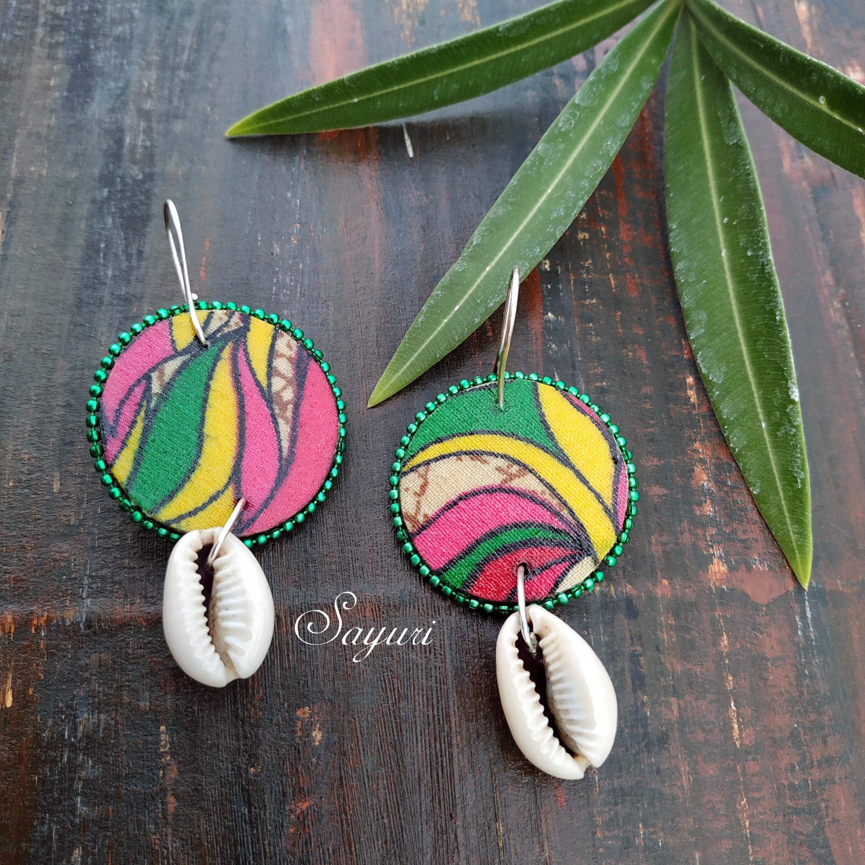 tropical cowrie earrings