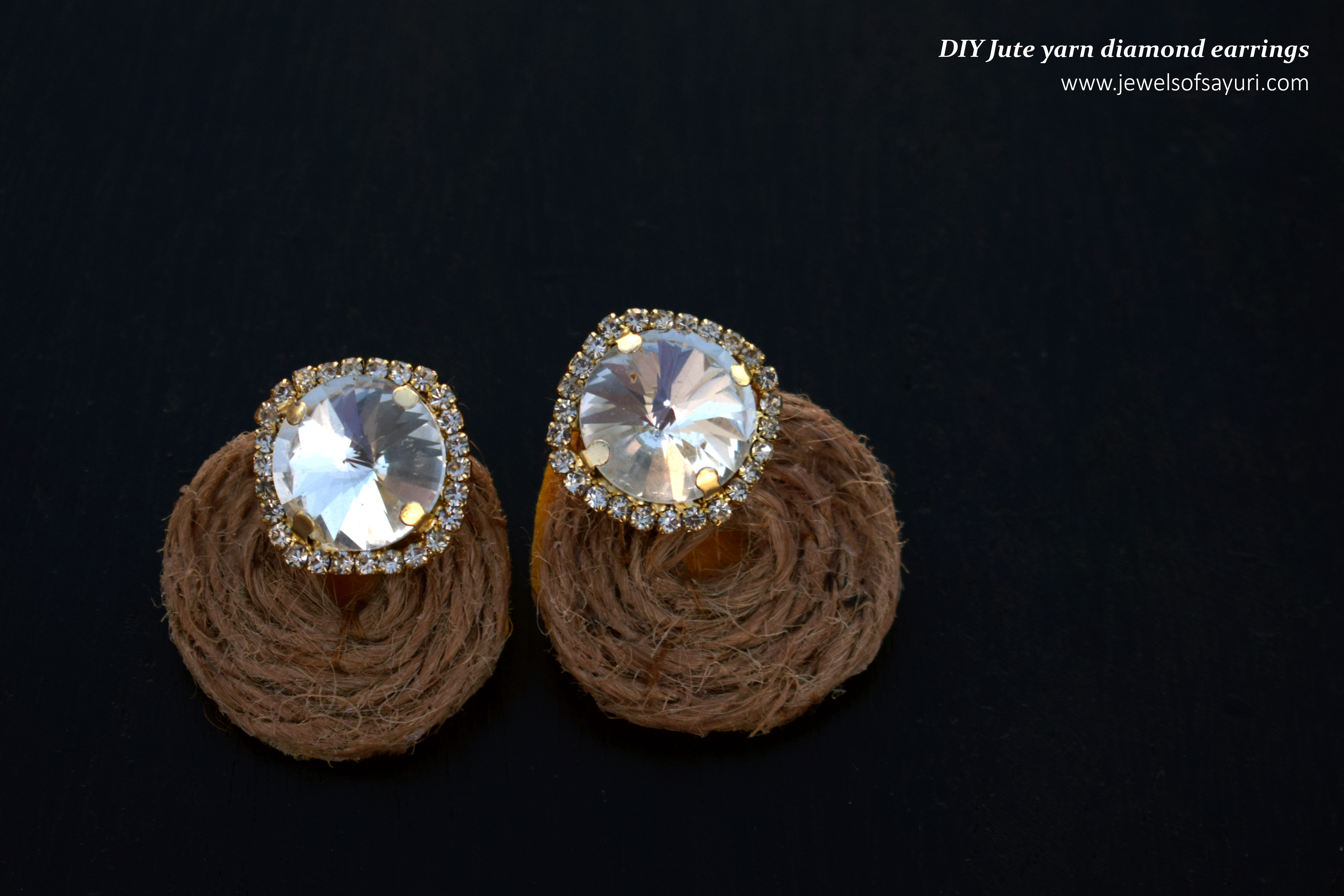 jute yarn diamond earrings tutorial