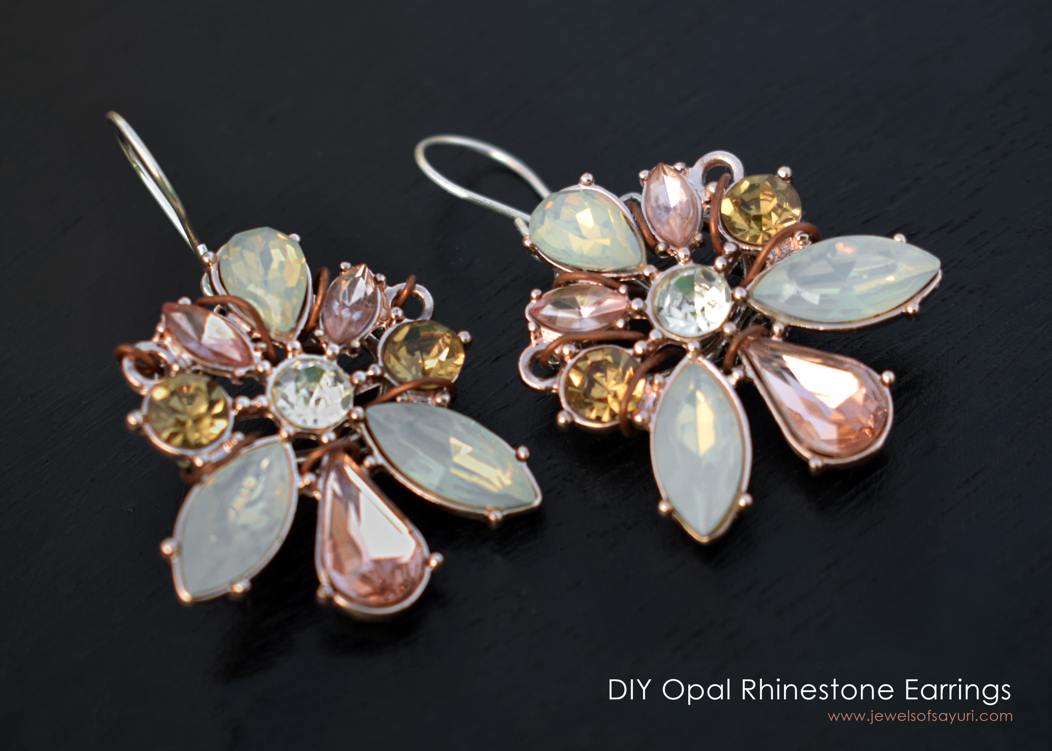 DIY Opal Rhinestone Earrings tutorial