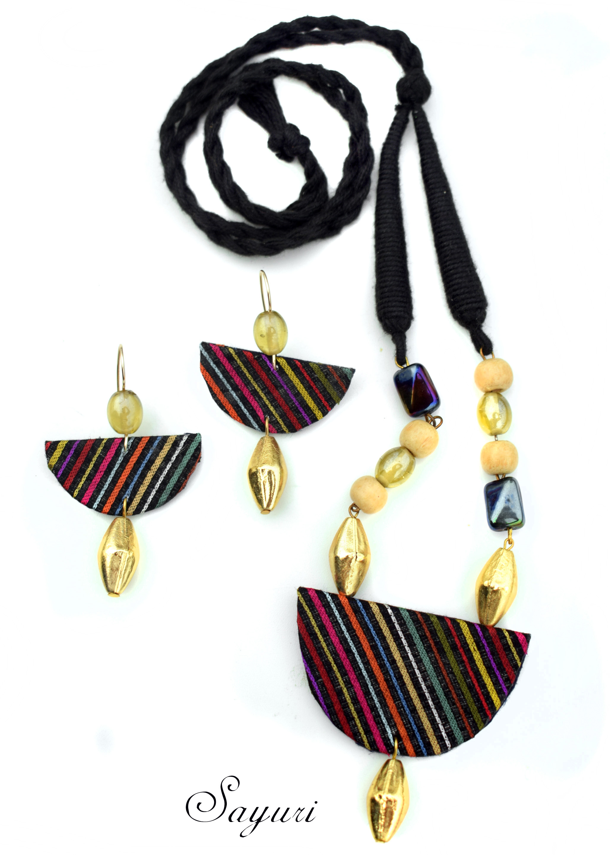 Golden dusk necklace earrings set