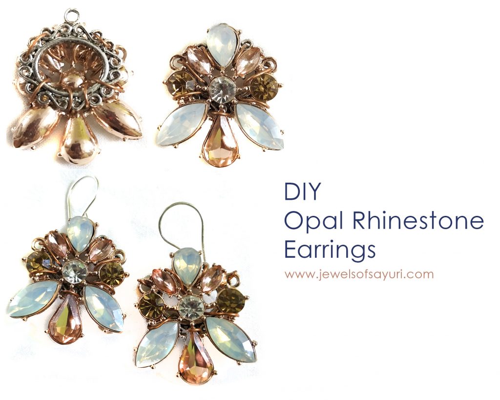 DIY Opal Rhinestone earrings