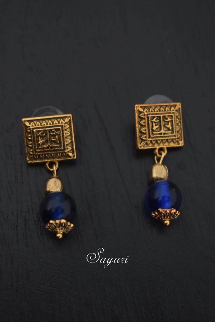 blue and gold earrings