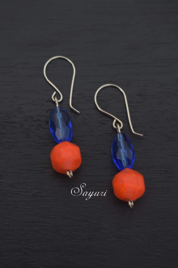 orange and blue earrings