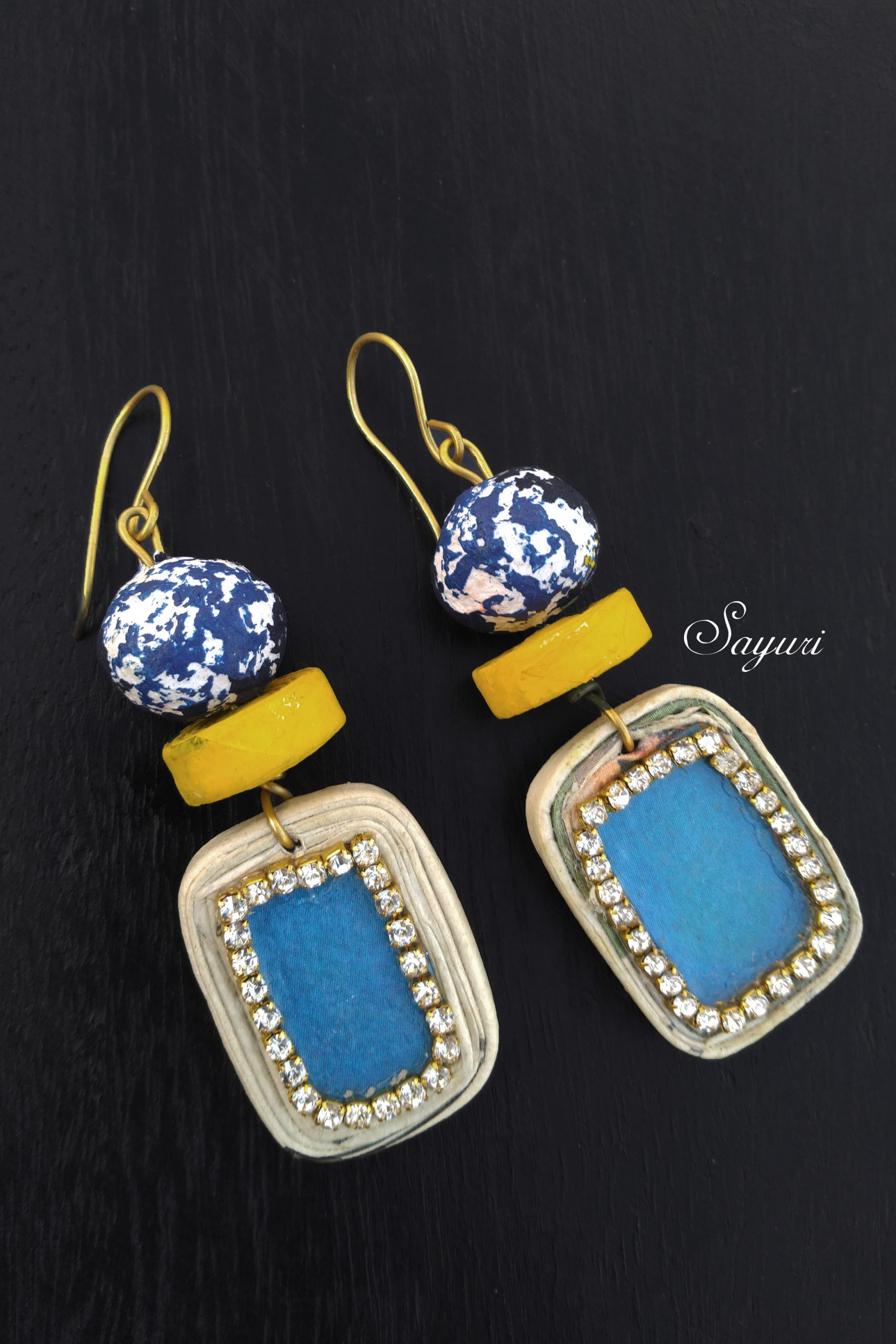 blue paper earrings