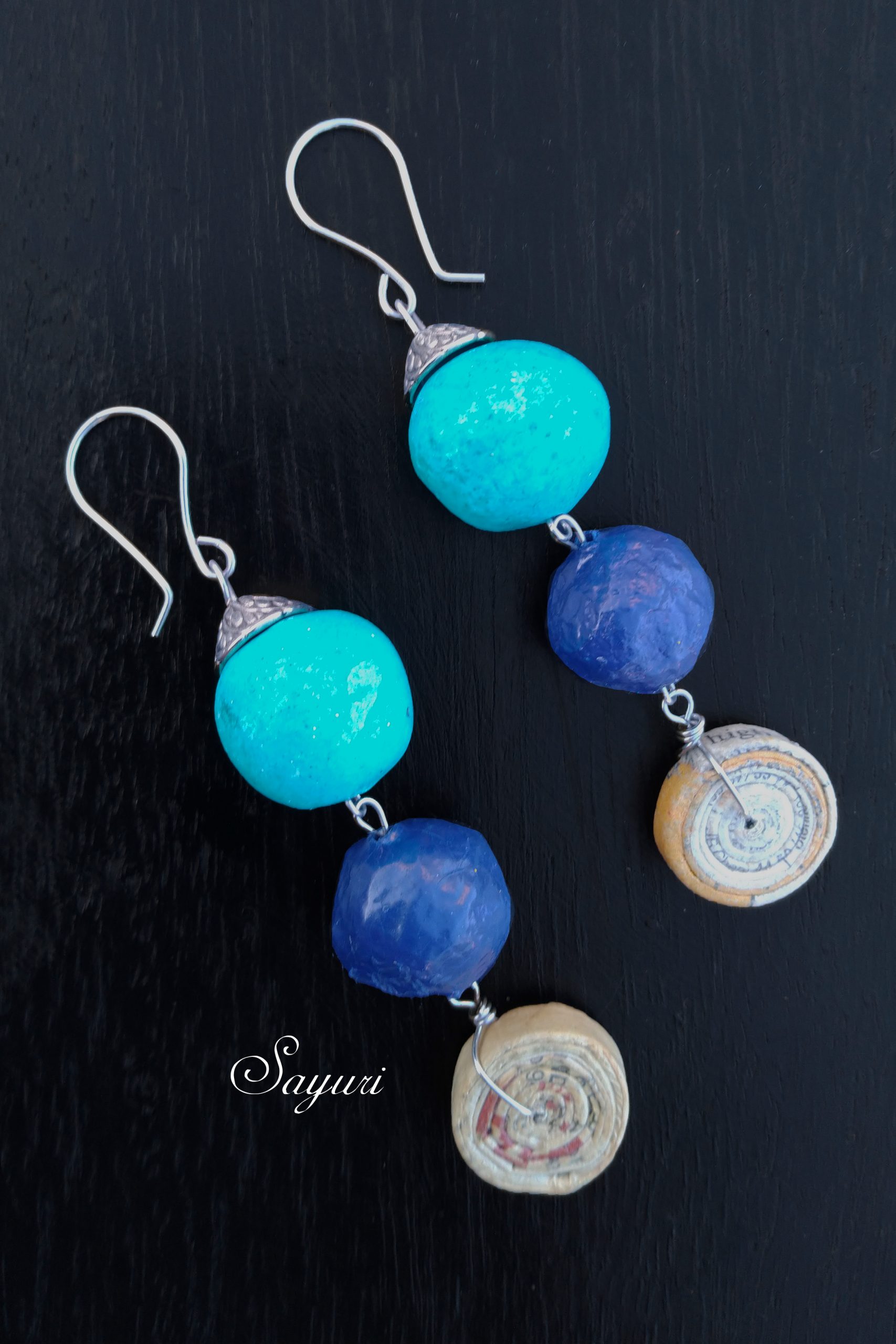 turquoise and paper earrings
