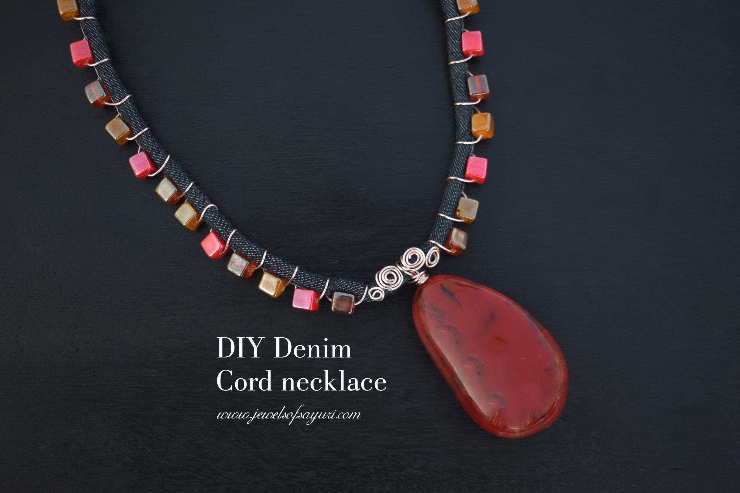 Denim cord necklace tutorial