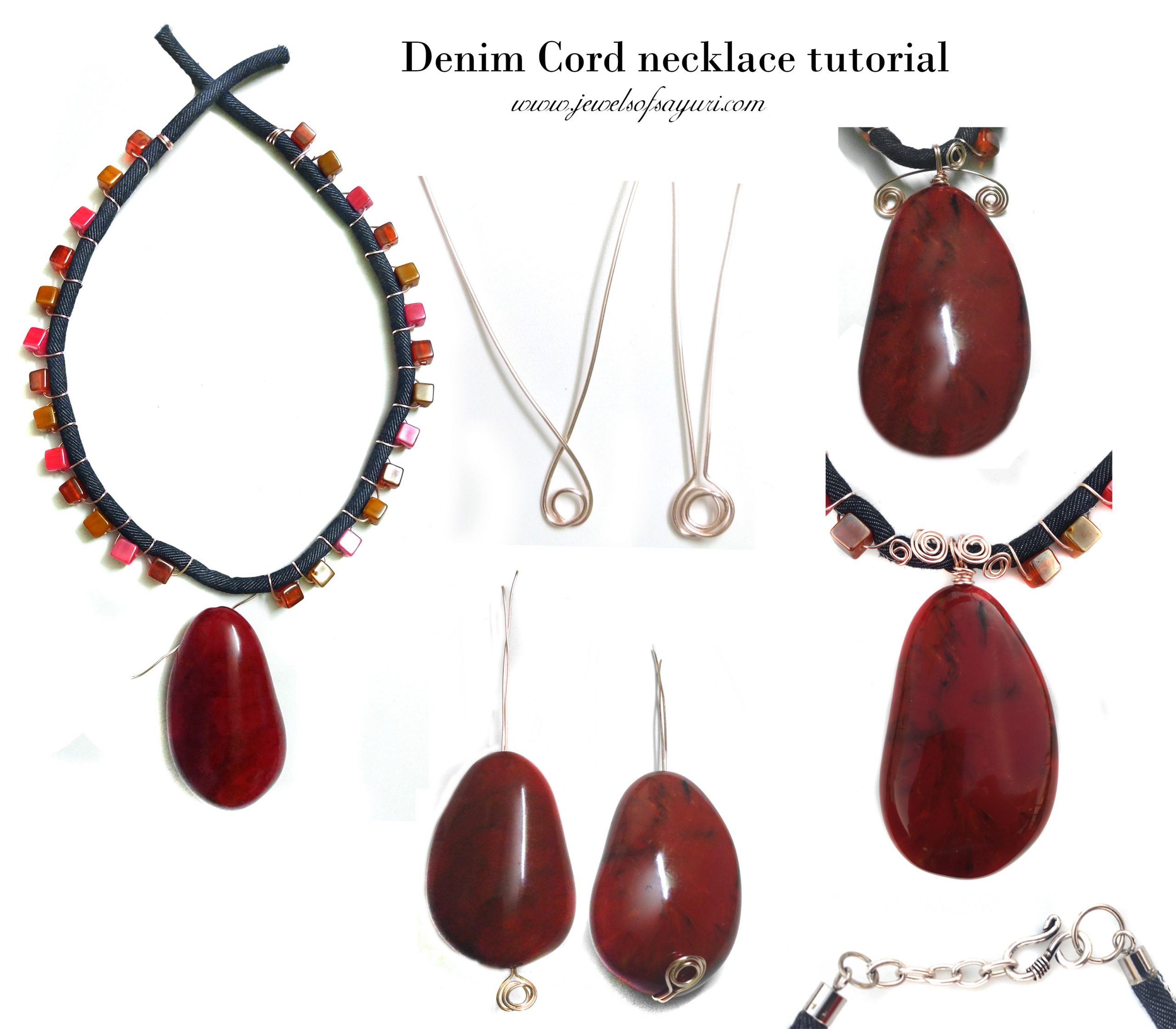 Denim cord necklace tutorial1