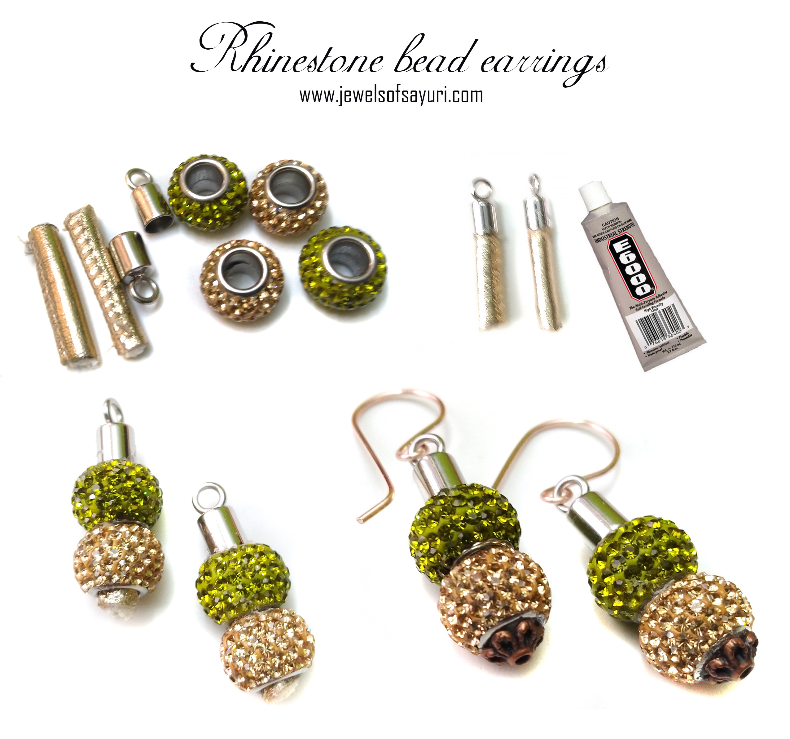 diy Rhinestone bead earrings tutorial