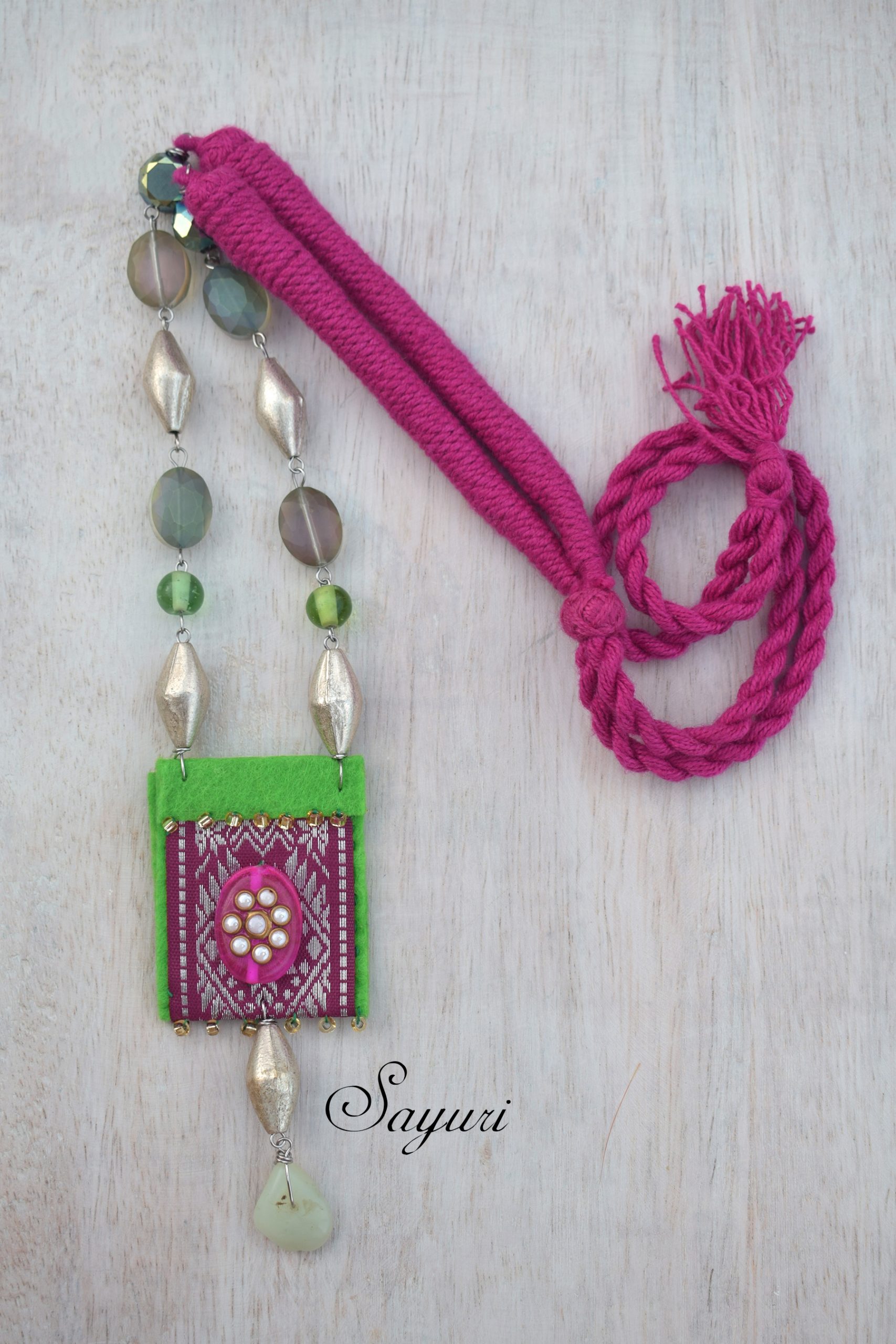 green blessing bag necklace