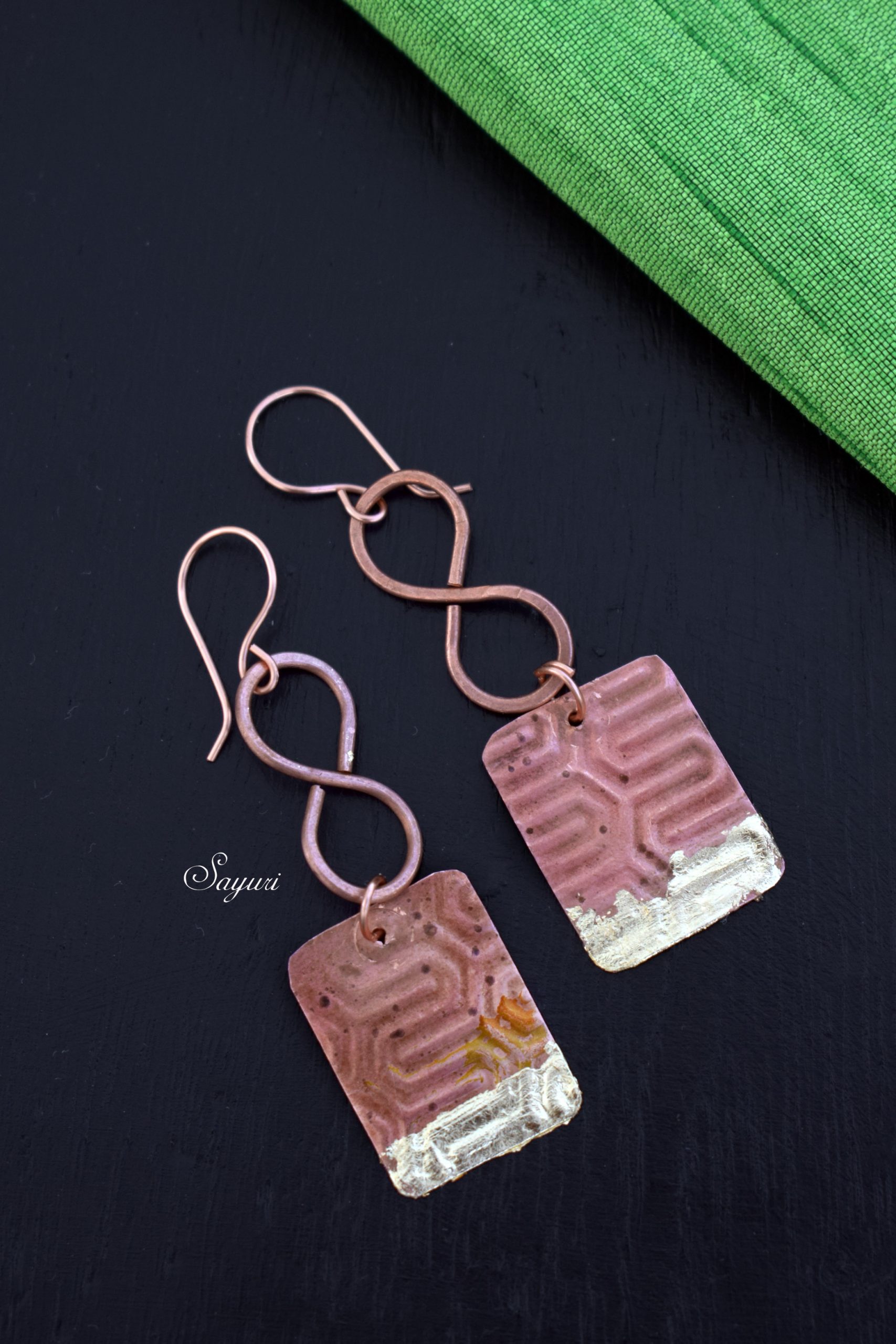 copper textured earrings