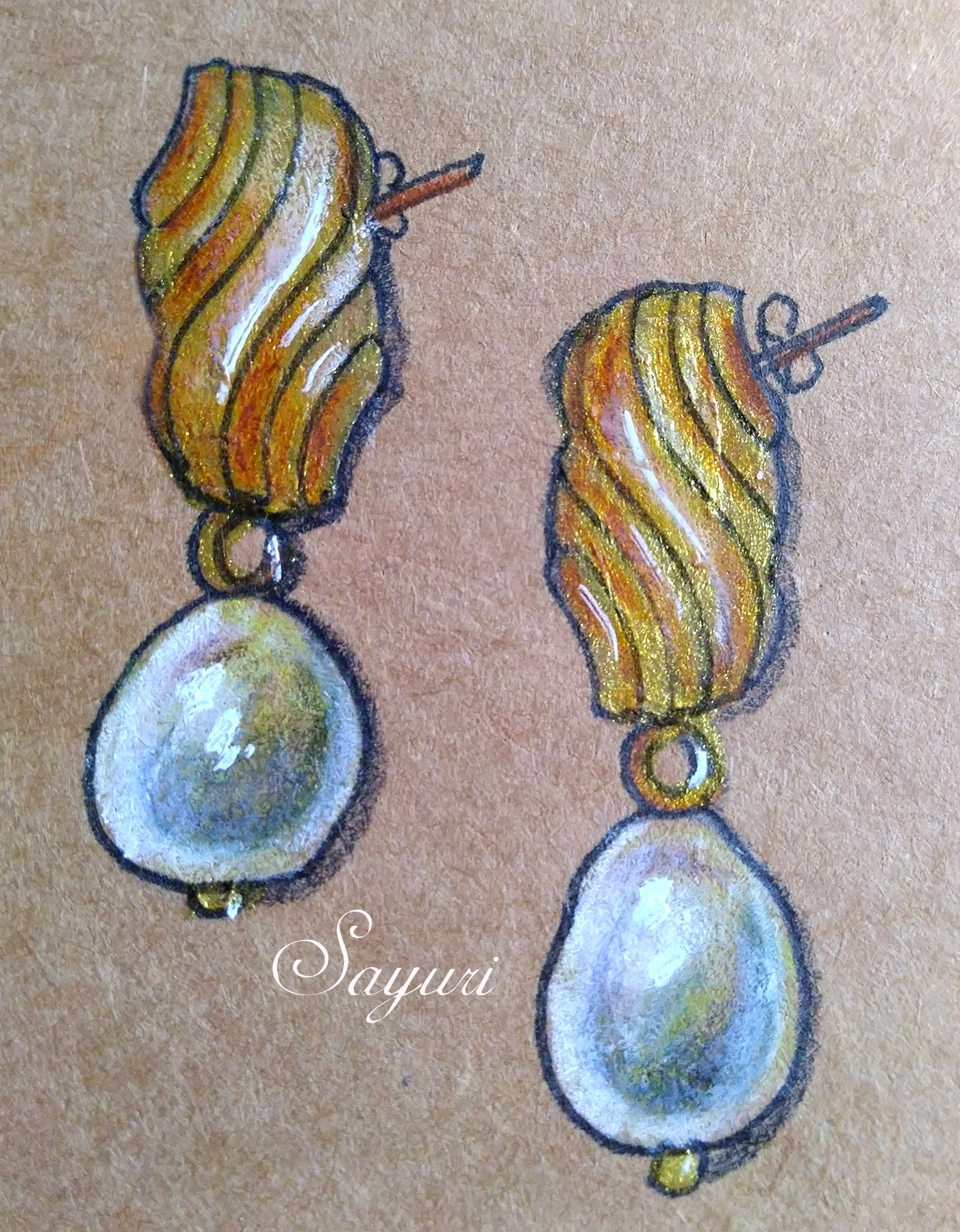 pearl earrings illustration