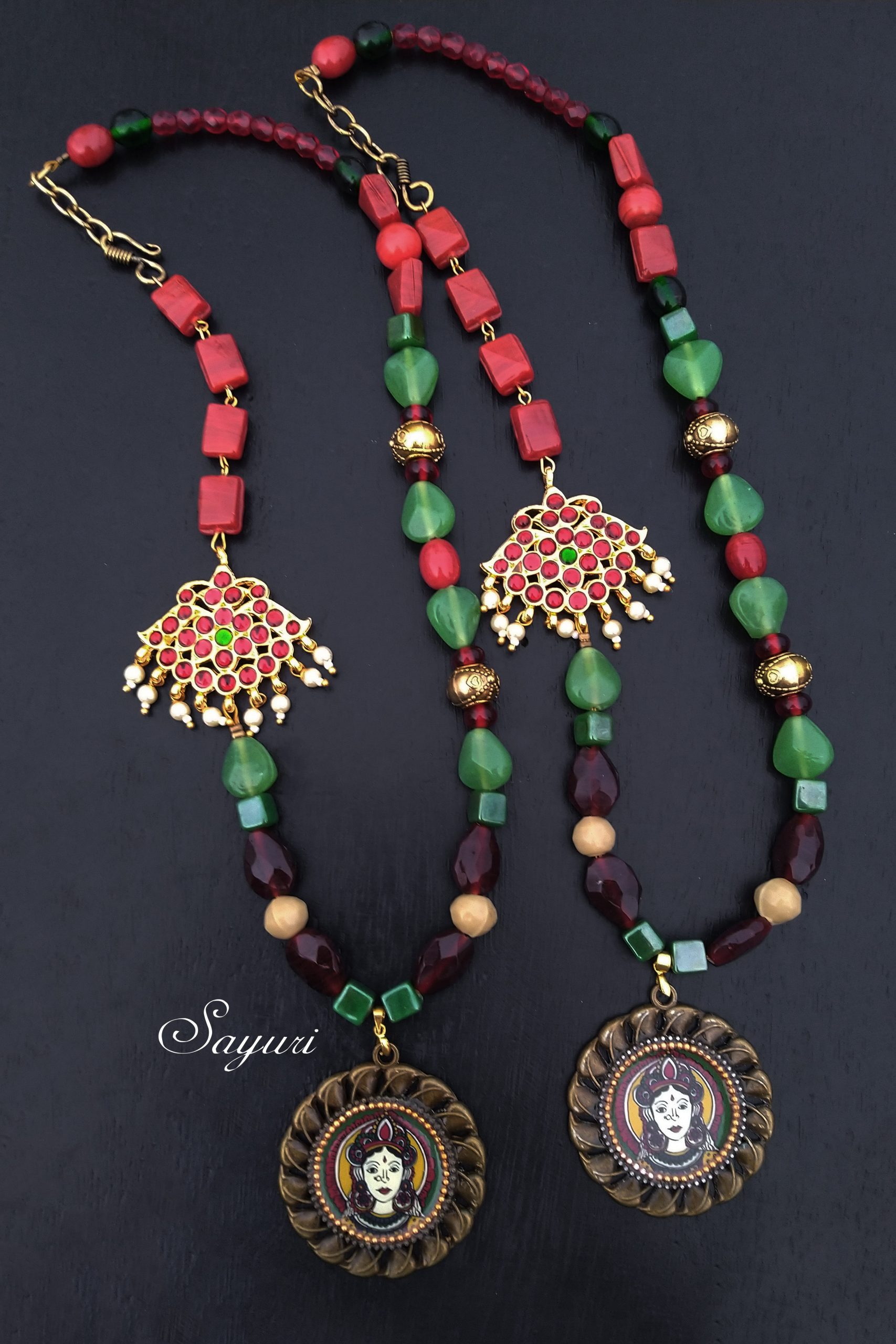 Contemporary dance jewellery kemp kalamkari necklaces