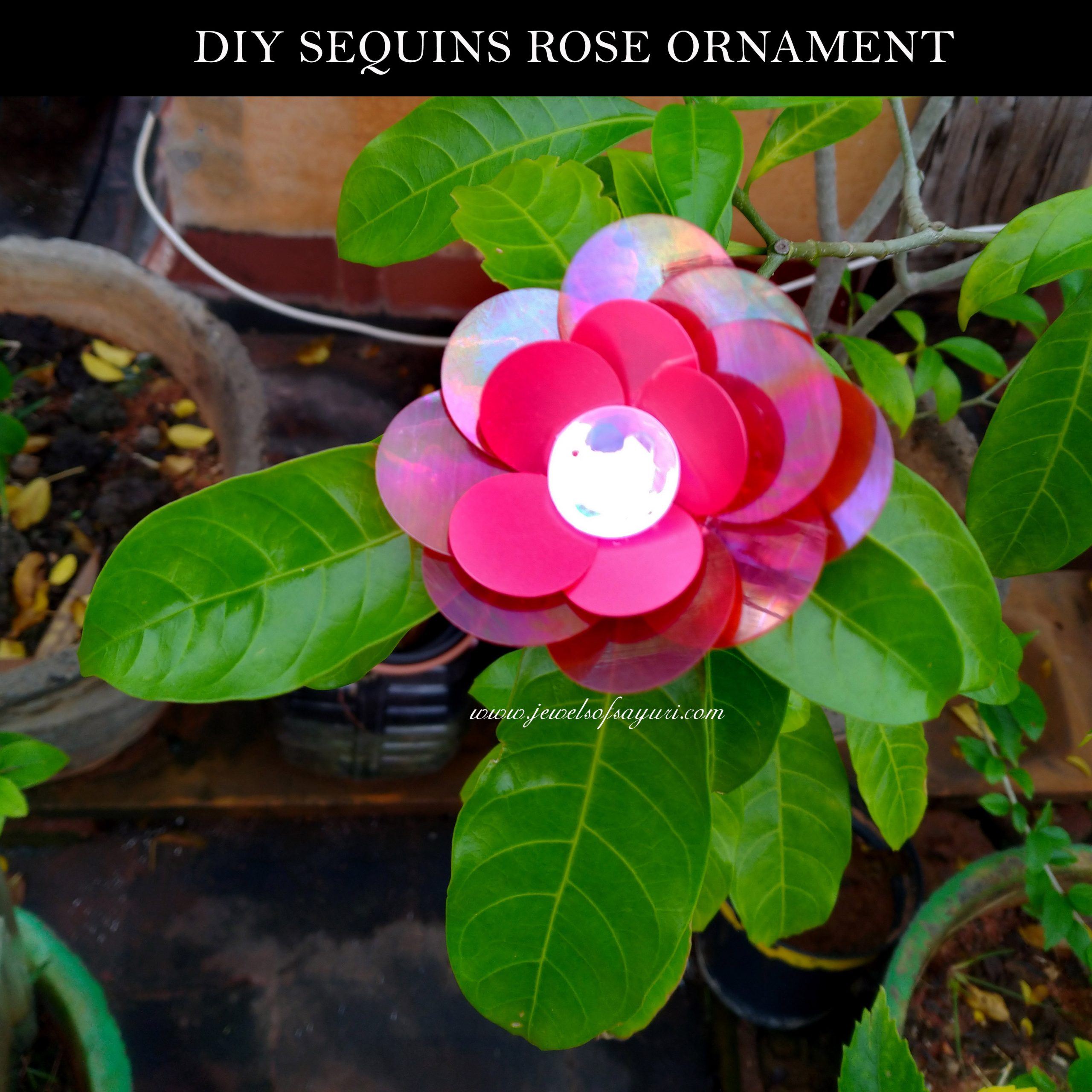 DIY sequins rose ornament